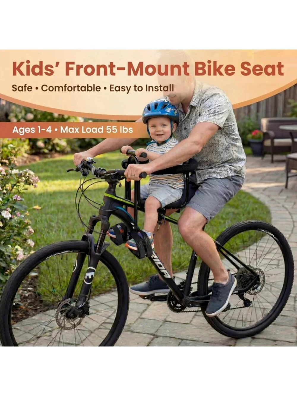 Front Mounted Toddler Bike Seat - Safe & Comfortable Child Carrier for Ages 1-4